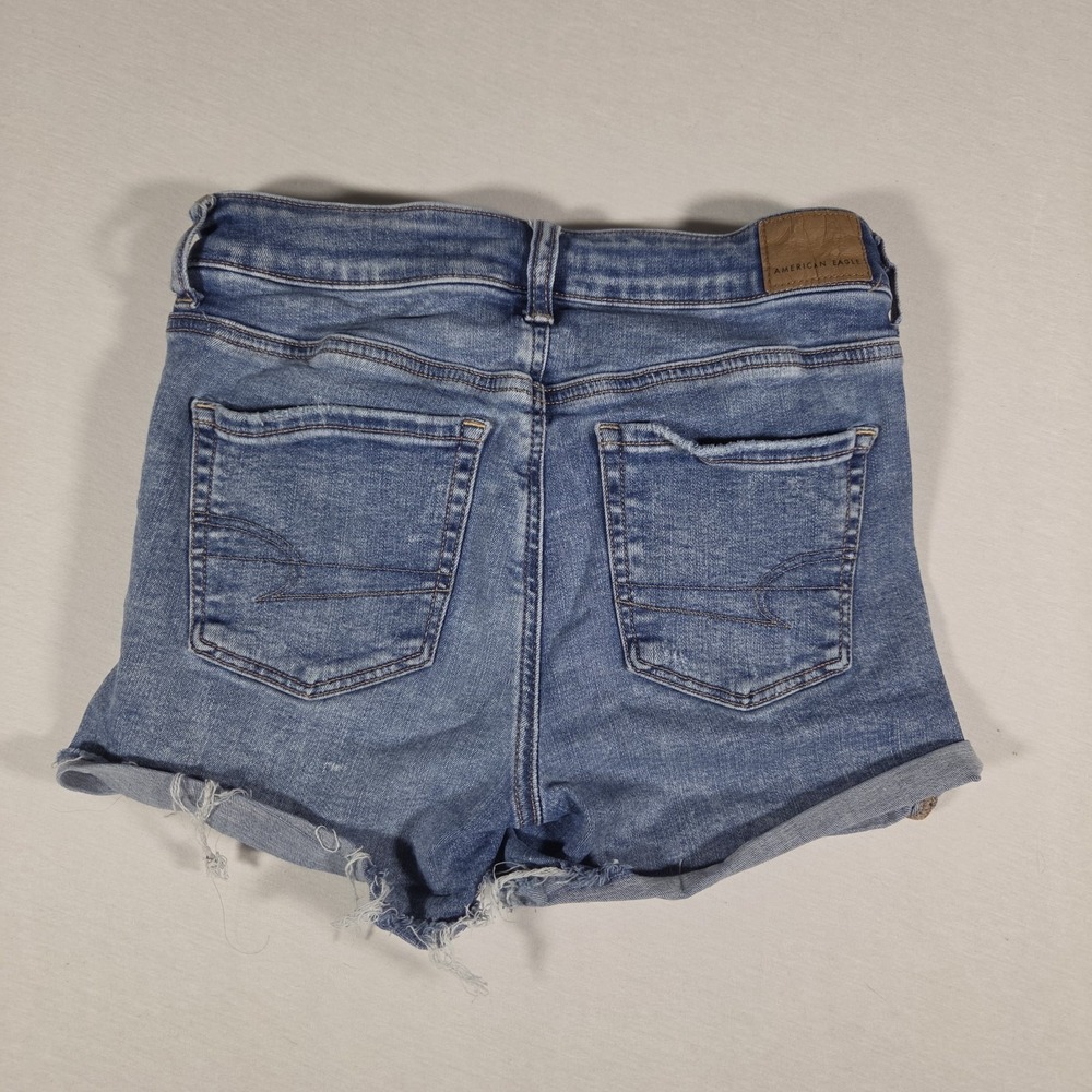 American Eagle Shorts High Rise Shortie Denim Womens Size 4 Distressed - Picture 3 of 9